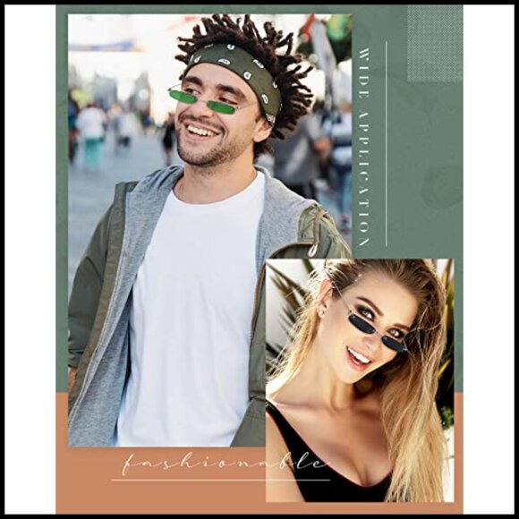 Vintage Retro Rimless Sunglasses Thin Rectangular Metal Frame Minimal Chic main image 4